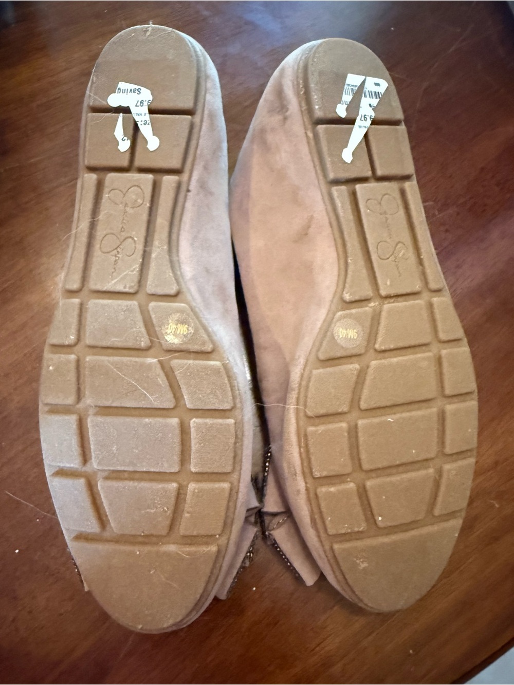 Jessica Simpson Tan Suede Flats with Crystal Bow Accent - Picture 4 of 6